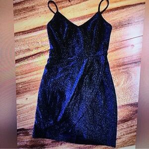 AOOKSMERY Women's Black V-Neck Spaghetti Straps Sparkle Dress S NEW